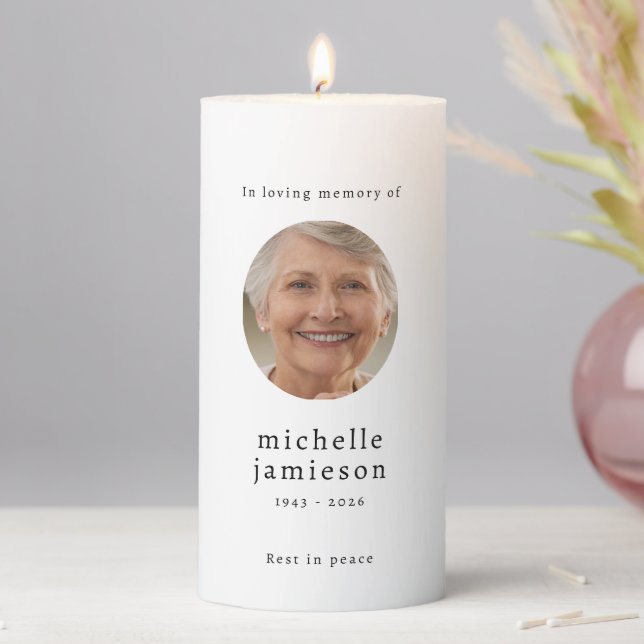 Minimalist Photo Memorial Pillar Candle (In Situ)