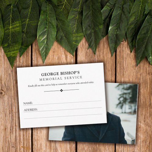 Minimalist Photo Memorial Service Attendance Enclosure Card