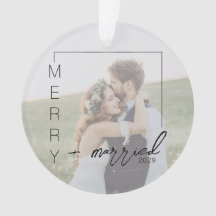 Minimalist Photo Merry and Married Ornament