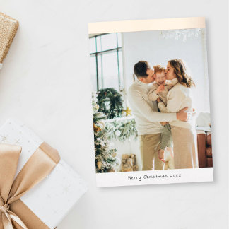Minimalist Photo Merry Christmas Family Foil Holiday Card