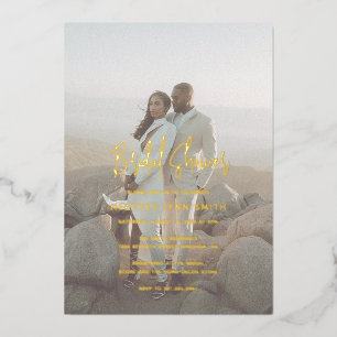 Minimalist Photo Modern Bridal Shower Foil Invitation