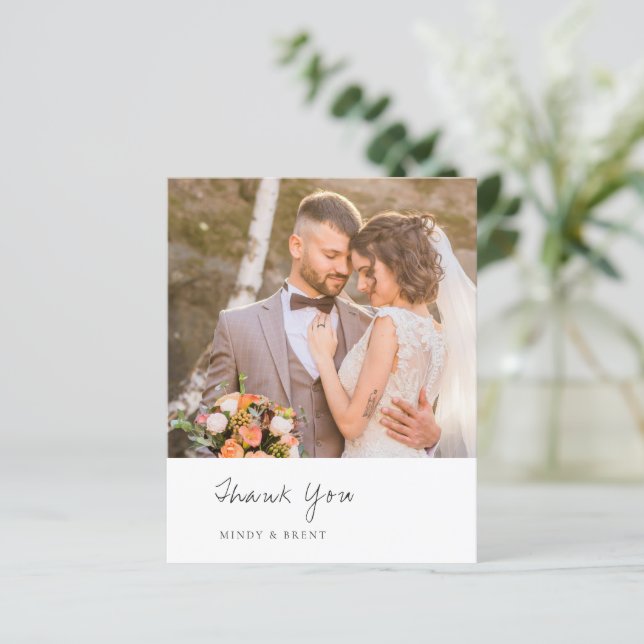 Minimalist Photo Modern Budget Wedding Thank You (Standing Front)