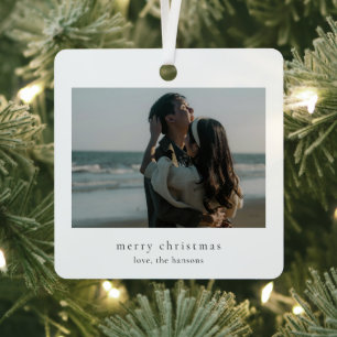 Minimalist Photo Modern Christmas Metal Ornament