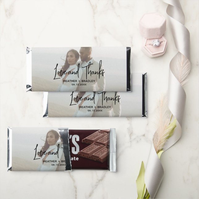 Minimalist Photo Modern Wedding Hershey Bar Favors (Front)