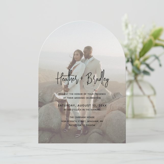 Minimalist Photo Modern Wedding Invitation (Standing Front)