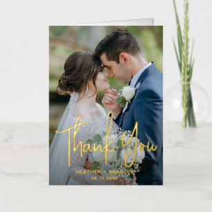 Minimalist Photo Modern Wedding Thank You Foil Greeting Card