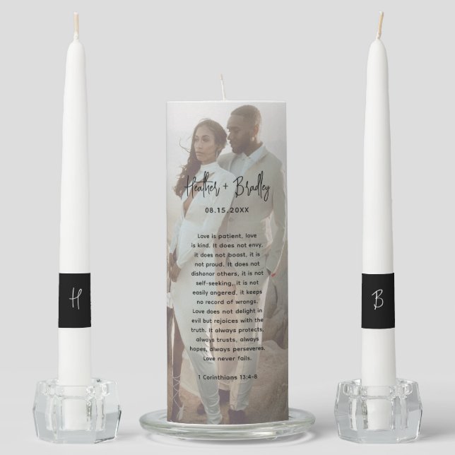 Minimalist Photo Modern Wedding Unity Candle Set (Front)