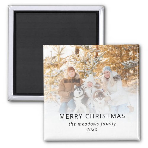 Minimalist Photo Name Year Merry Christmas  Magnet