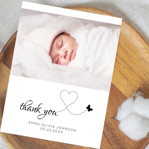 Minimalist Photo New Baby Announcement Thank You Postcard