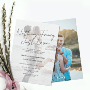 Minimalist Photo Nothing Fancy Just Love Script Invitation