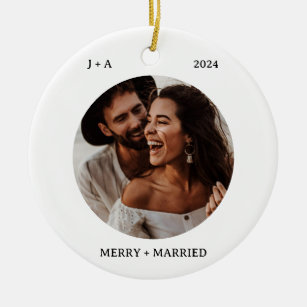Minimalist Photo Ornament   Merry & Married Photo