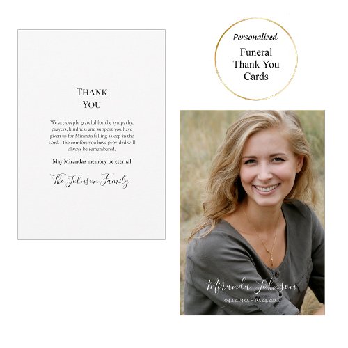 Minimalist Photo Orthodox Christian Funeral Thank You Card