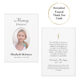 Minimalist Photo Orthodox Christian Memorial Thank You Card
