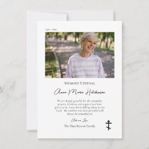 Minimalist Photo Orthodox Christian Memorial Thank You Card