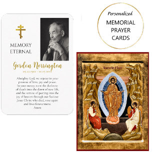 Minimalist Photo Orthodox Memorial Prayer Card    