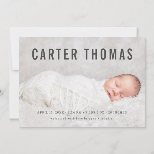 Minimalist Photo Overlay Birth Announcement