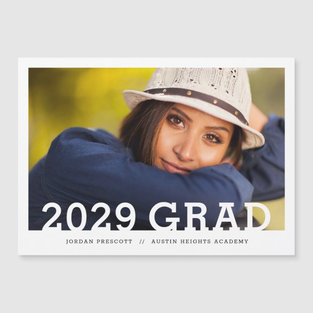 Minimalist Photo Overlay Graduation Announcement (Front)