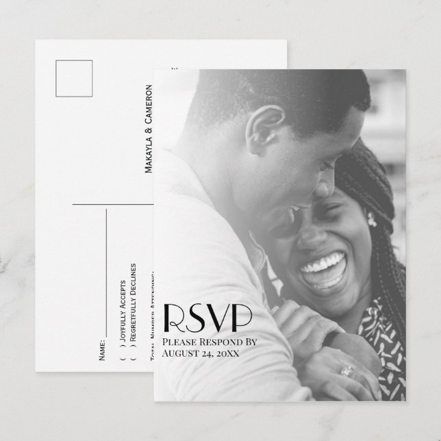 Minimalist Photo Overlay Modern Wedding RSVP Postcard (Front/Back)