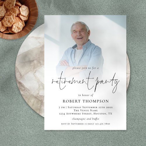 Minimalist Photo Overlay Retirement Party Invitation