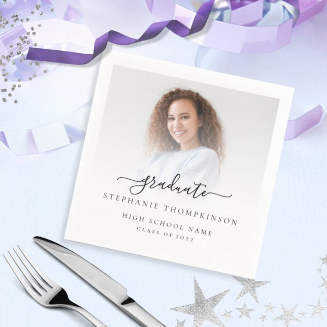 Minimalist Photo Overlay Script 2024 Graduation Napkins (Creator Uploaded)