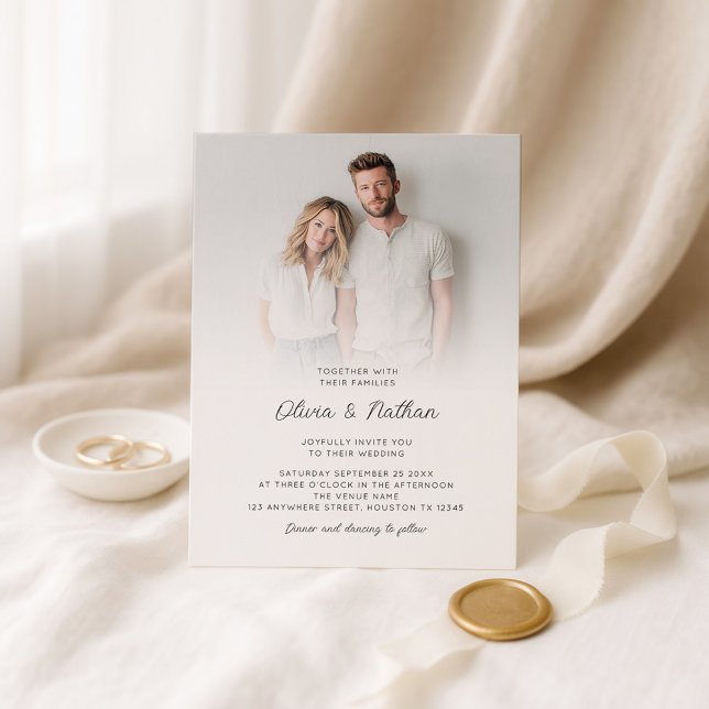 Minimalist photo Overlay Script QR Code Wedding Invitation (Creator Uploaded)