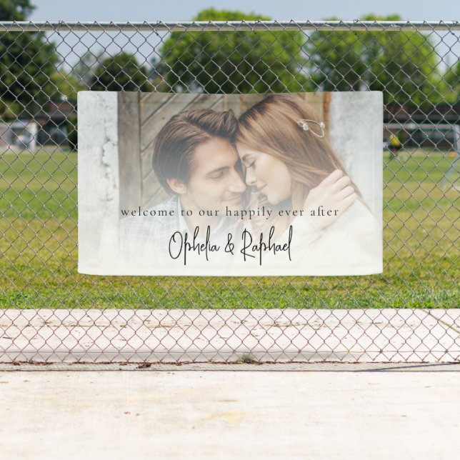 Minimalist Photo Overlay Script Welcome Wedding Banner (Insitu)