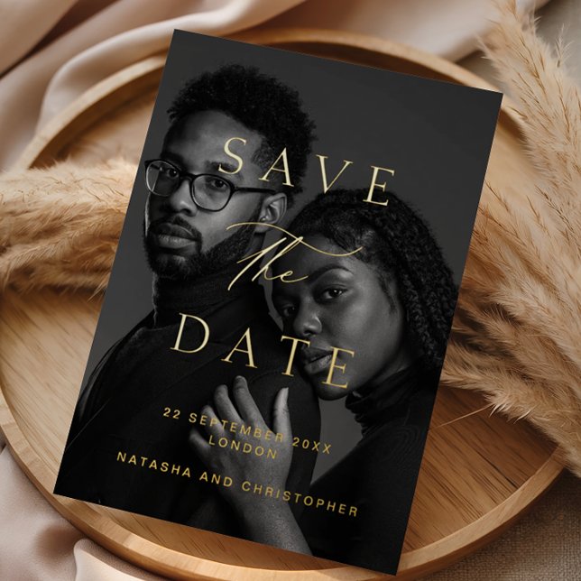 Minimalist Photo Overlay Wedding Save the Date Foil Invitation (Creator Uploaded)