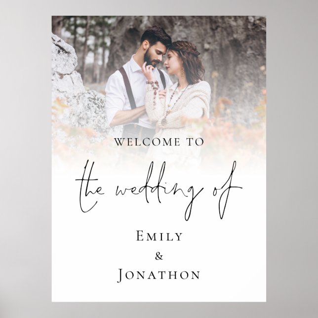 Minimalist Photo Overlay Welcome to Wedding Poster (Front)