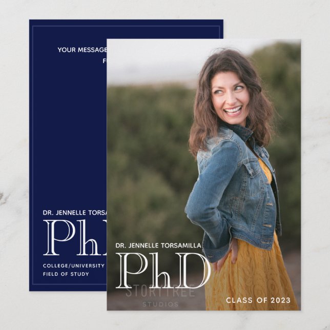 Minimalist Photo PhD Graduation Announcement (Front/Back)