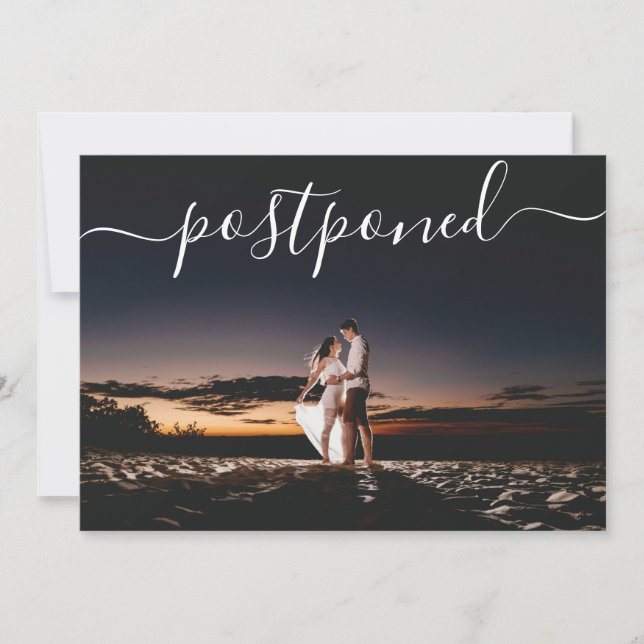 Minimalist Photo Postpone Wedding Date Change Announcement (Front)
