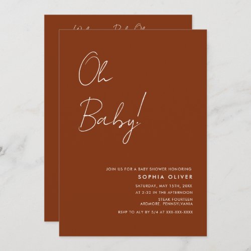 Minimalist Photo QR Code Baby Shower Invitation