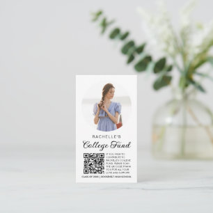 Minimalist Photo QR Code College Fund Graduation Enclosure Card