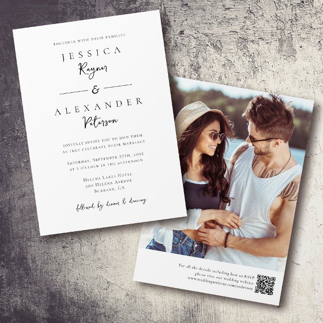 Minimalist Photo QR Code Script Wedding Invitation (Creator Uploaded)