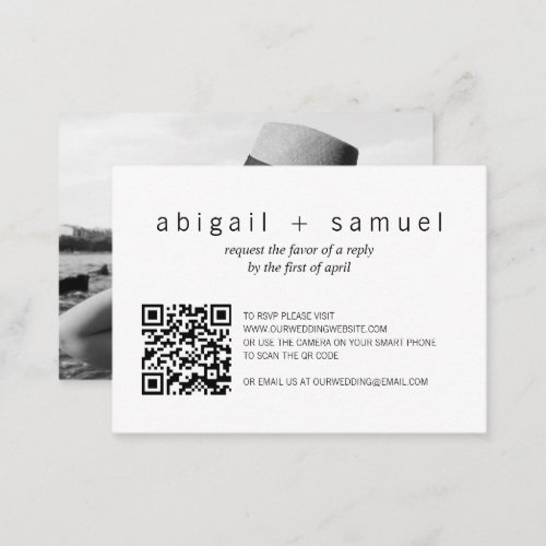 Minimalist Photo QR Code Wedding Mini RSVP Card