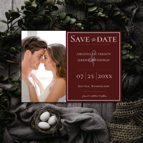 Minimalist Photo  Red Save the Date