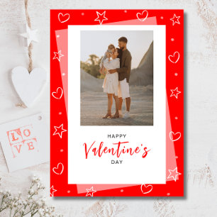 Minimalist Photo Red Valentine's Day  Holiday Card