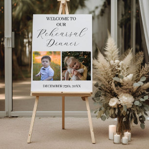Minimalist Photo Rehearsal Dinner Welcome Sign 