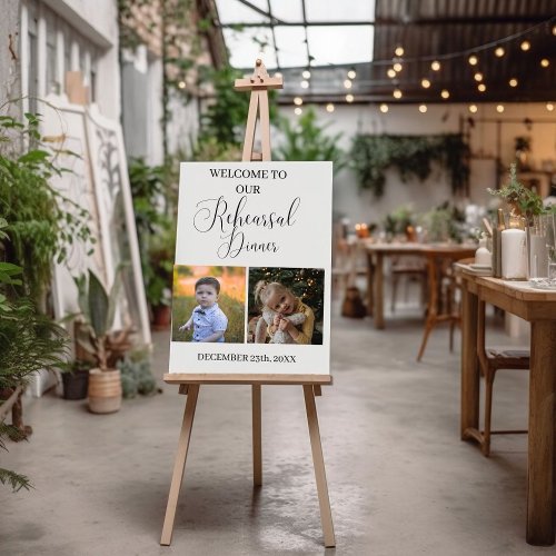 Minimalist Photo Rehearsal Dinner Welcome Sign 