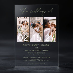 Minimalist Photo Sage Green Wedding 3 Photo Acrylic Invitations
