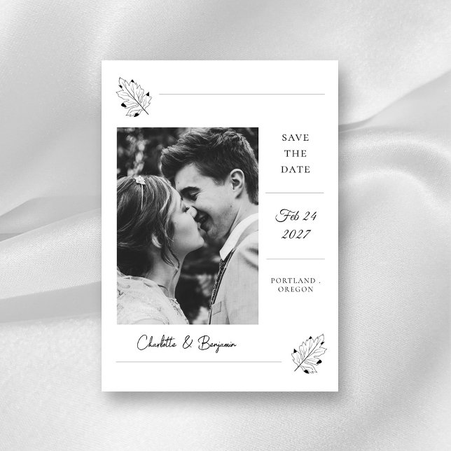 Minimalist Photo Save the Date | Elegant Wedding (Photo Save the Date Minimalist Wedding Invitation)