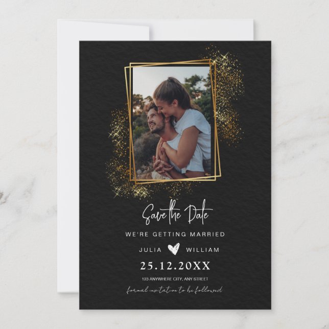Minimalist Photo Save the Date, Modern wedding Invitation (Front)