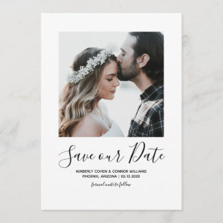 Minimalist Photo Save the Date | White