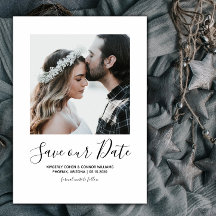 Minimalist Photo Save the Date | White