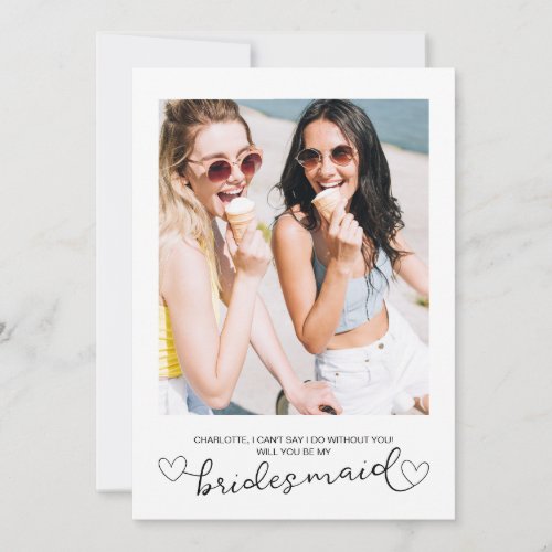 Minimalist Photo Script Bridesmaid Proposal Card