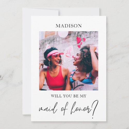 Minimalist Photo Script Maid of honor Proposal Inv Invitation