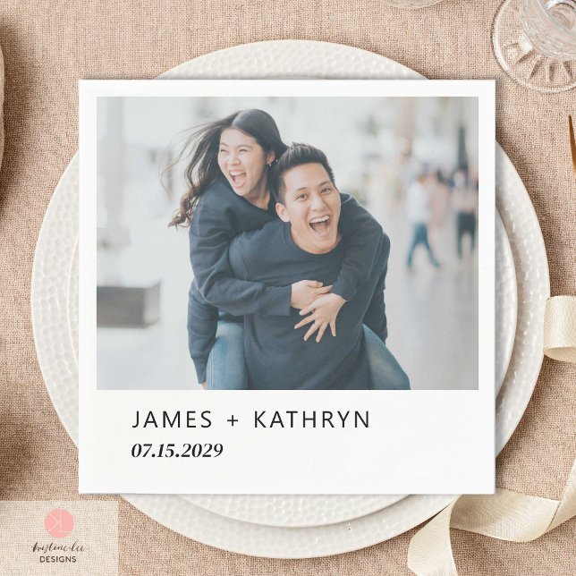 Minimalist Photo Simple Elegant Wedding Modern Napkins (Creator Uploaded)