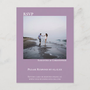 Minimalist Photo Simple Lavender Wedding RSVP Postcard