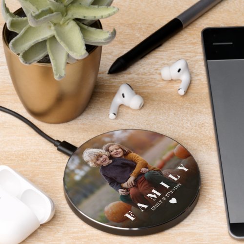 Minimalist Photo Simple Minimal Family Cute Heart Wireless Charger