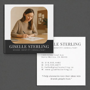 Minimalist Photo Simple Professional Name Modern Square Business Card