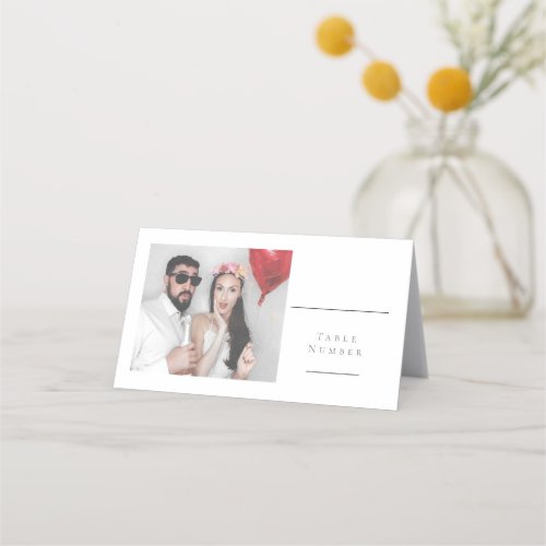 Minimalist Photo Table Number Wedding  Place Card